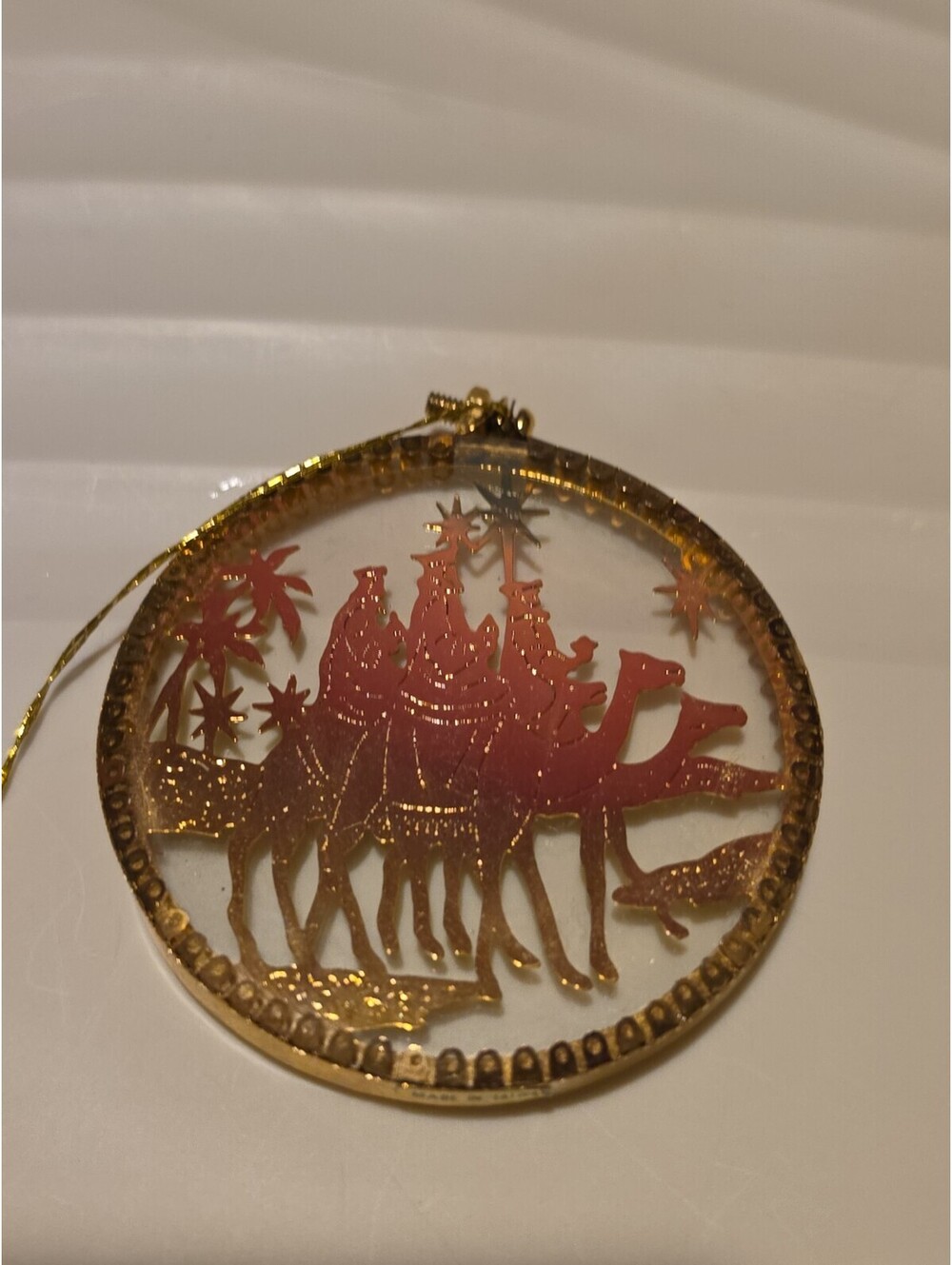 Vintage Glass & Brass Christmas Around The World Wisemen Tree Ornament Taiwan